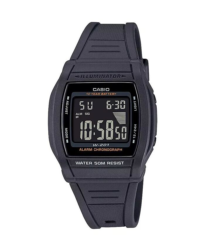 

Мужские цифровые кварцевые серые часы из смолы, 36 мм, W201-1BV Casio