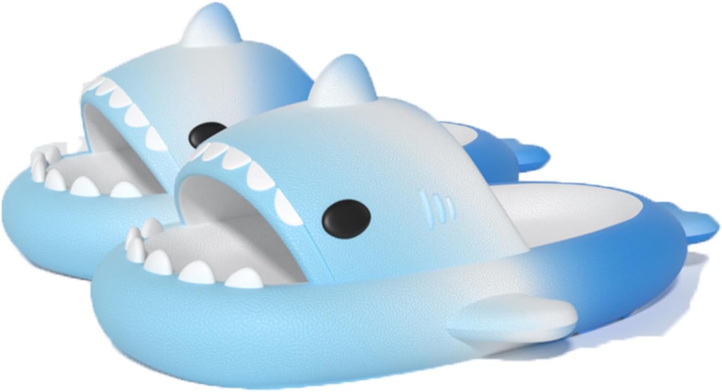 

Тапочки Zureto Shark Cloud, милые тапочки с рисунком акулы для дома и улицы для женщин и мужчин, белый/синий