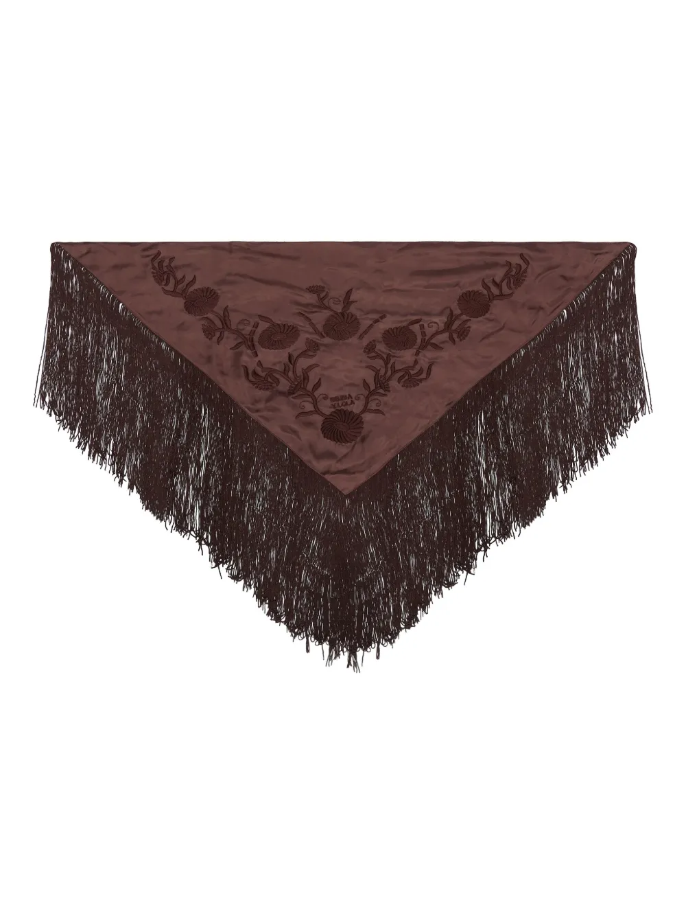 

Шарф с цветочной вышивкой и бахромой Bimba y Lola, коричневый