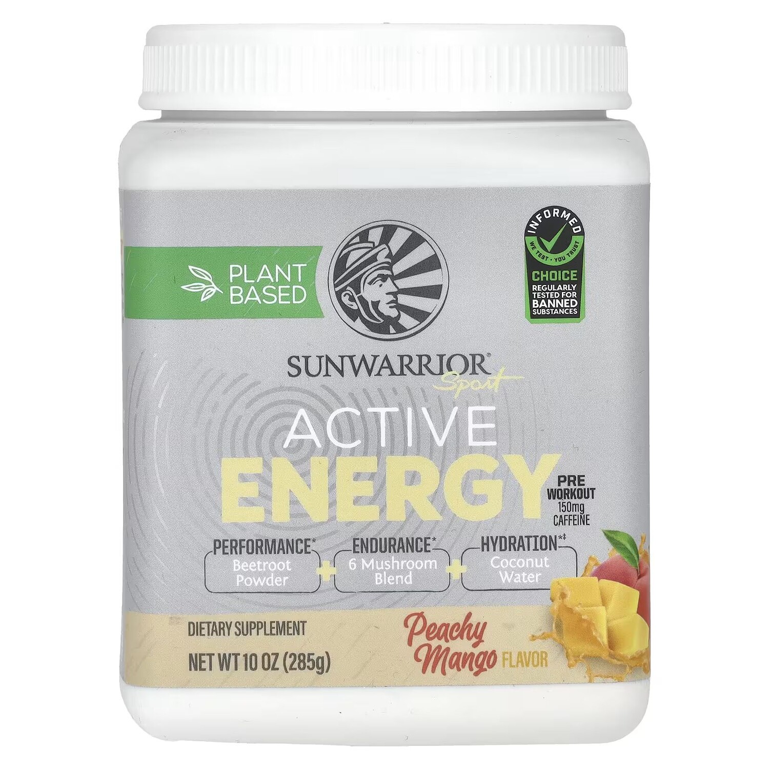 

Sport, Active Energy перед тренировкой, персиковое манго, 10 унций (285 г) Sunwarrior