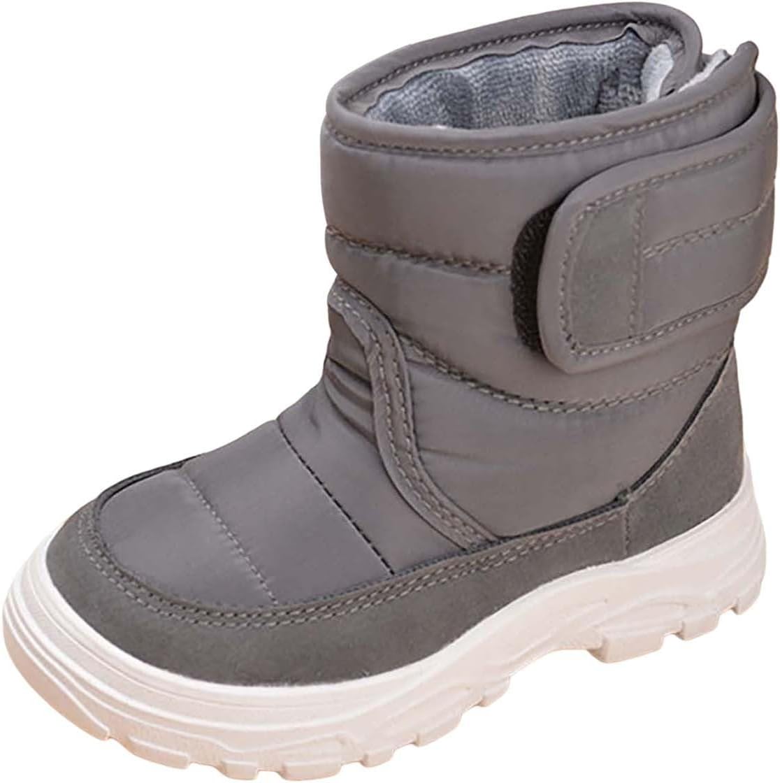 

Детские водонепроницаемые зимние ботинки с подкладкой для мальчиков и девочек, противоскользящие зимние сапоги для малышей Generic, серый