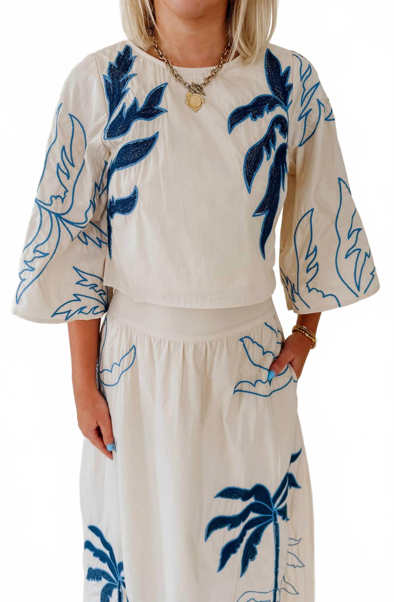 

Топ с вышивкой в ​​серо-коричневом/синем цвете Ciebon, серо-коричневый/синий