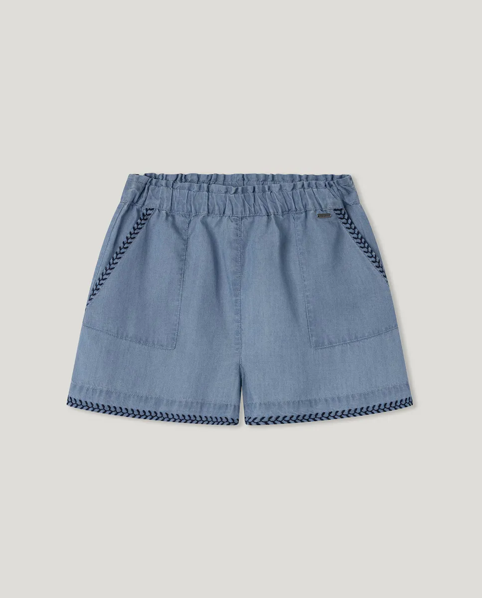 

Джинсовые шорты для девочек с эластичным поясом Pepe Jeans, голубой