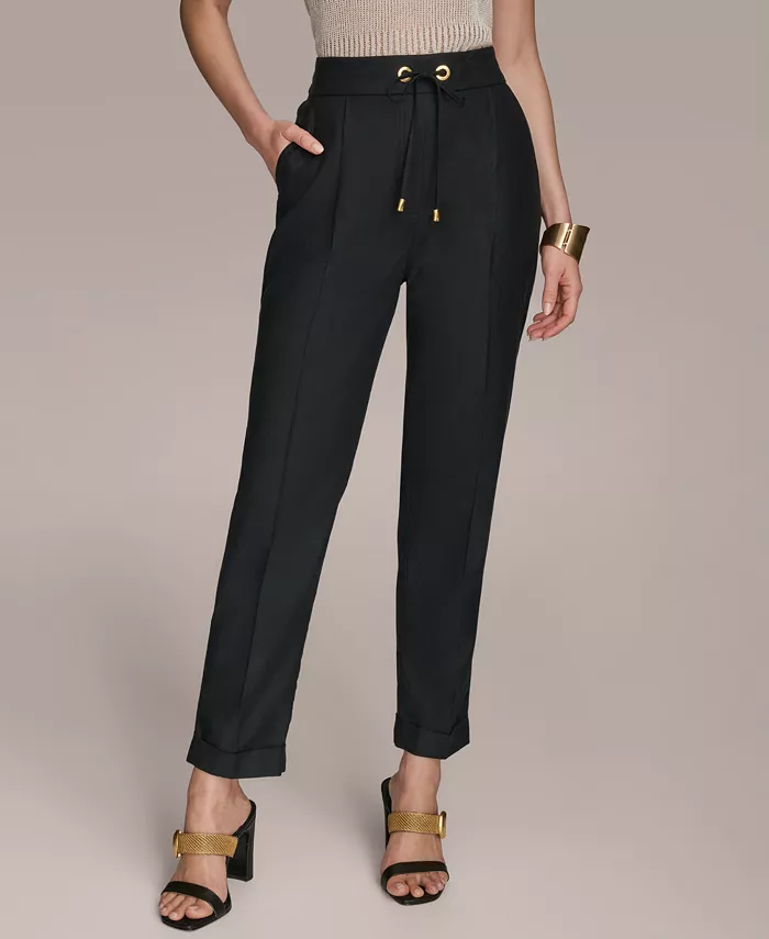 

Женские брюки с манжетами на щиколотках и шнурком Donna Karan New York, черный