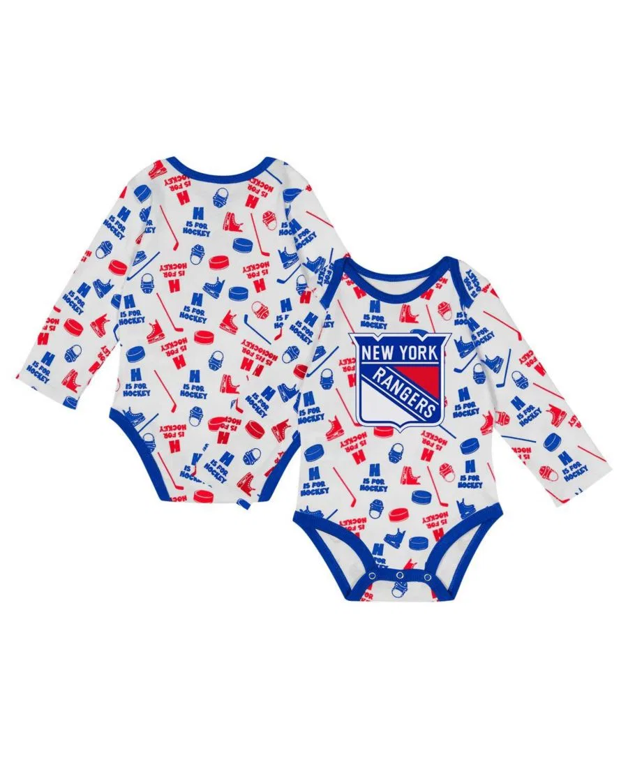 Детский белый боди с длинными рукавами New York Rangers для мальчиков и девочек Outerstuff