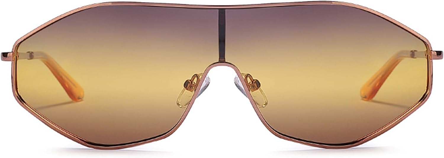 

bullabulling Ретро большие поляризованные солнцезащитные очки для женщин, винтажные большие металлические солнцезащитные очки-щитки, цельные солнцезащитные очки UV400, C1