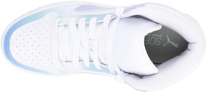 Кроссовки PUMA Rebound Layup Mid для мальчиков, белый/фиолетовый/бирюзовый — фото 4