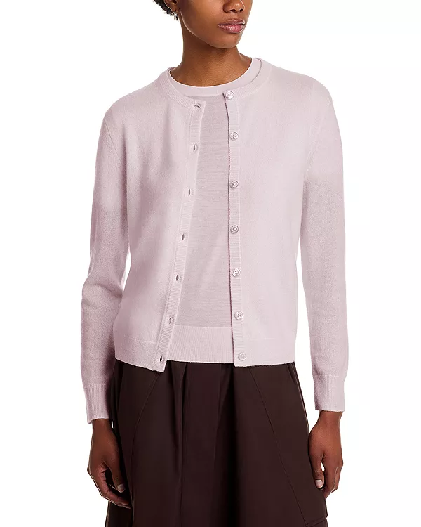 

Кардиган с круглым вырезом из 100% кашемира - эксклюзивная модель. C By Bloomingdale'S Cashmere, розовый