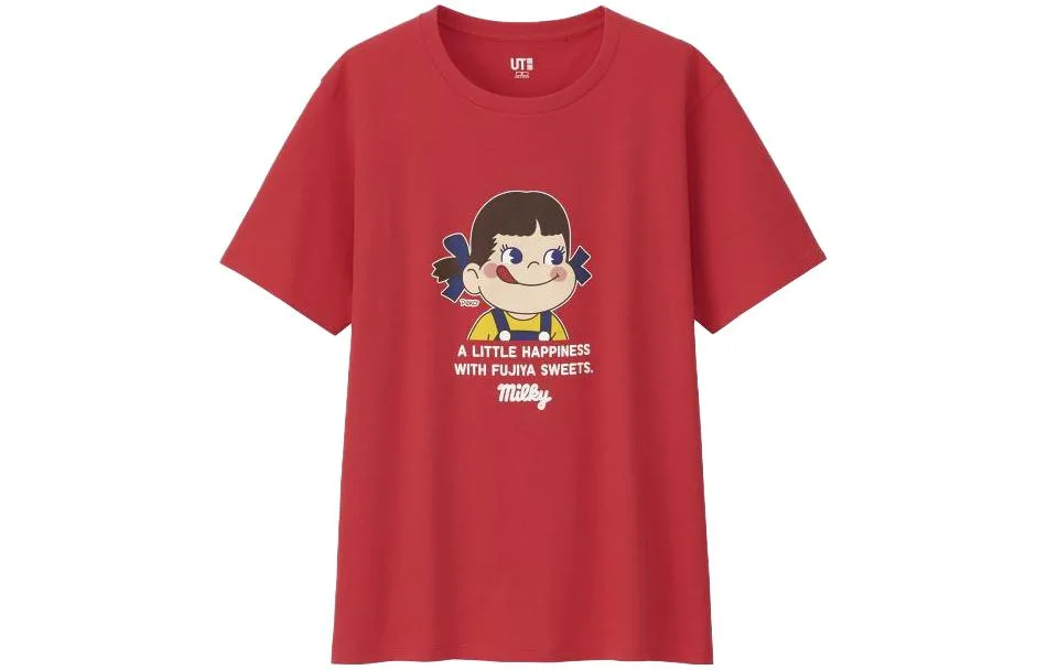 UNIQLO Футболка женская Watermelon Red с круглым вырезом — фото 3