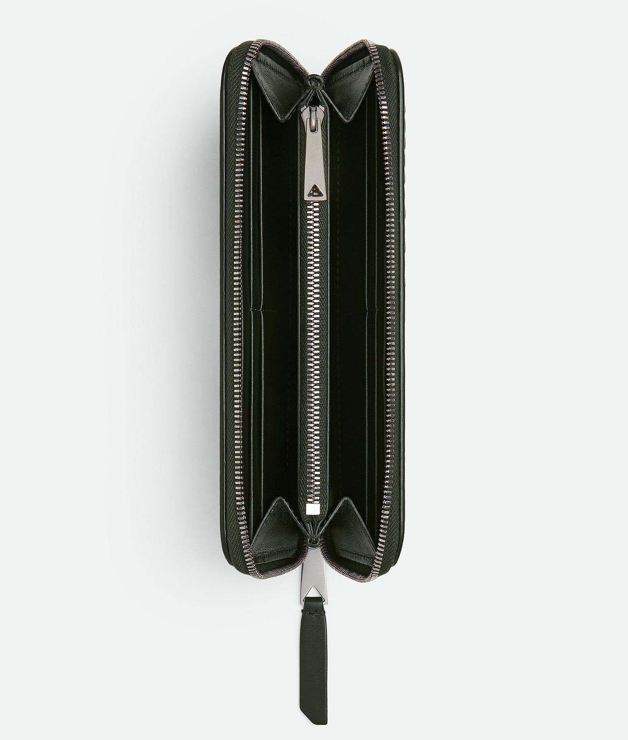 Intrecciato piccolo zip around wallet BOTTEGA VENETA, темно-зеленый — фото 2