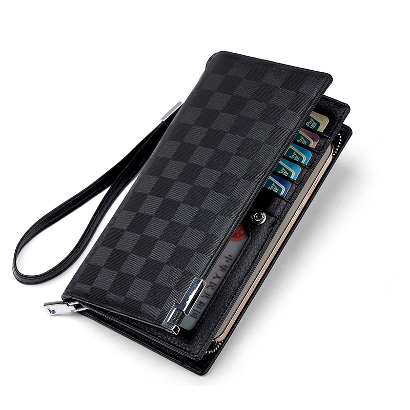 

Кожаный бумажник с денежным зажимом для мужчин черный AUGTARLION, черный [Кофейная коробка]