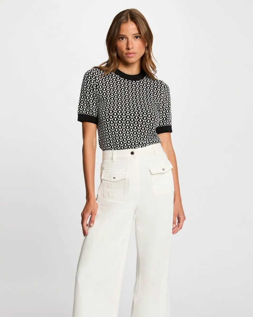 

Женский джемпер с круглым вырезом Morgan, черный/белый