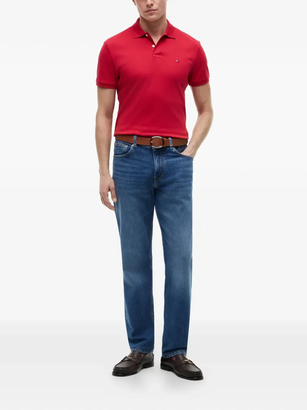 Поло с логотипом Tommy Hilfiger, красный — фото 2