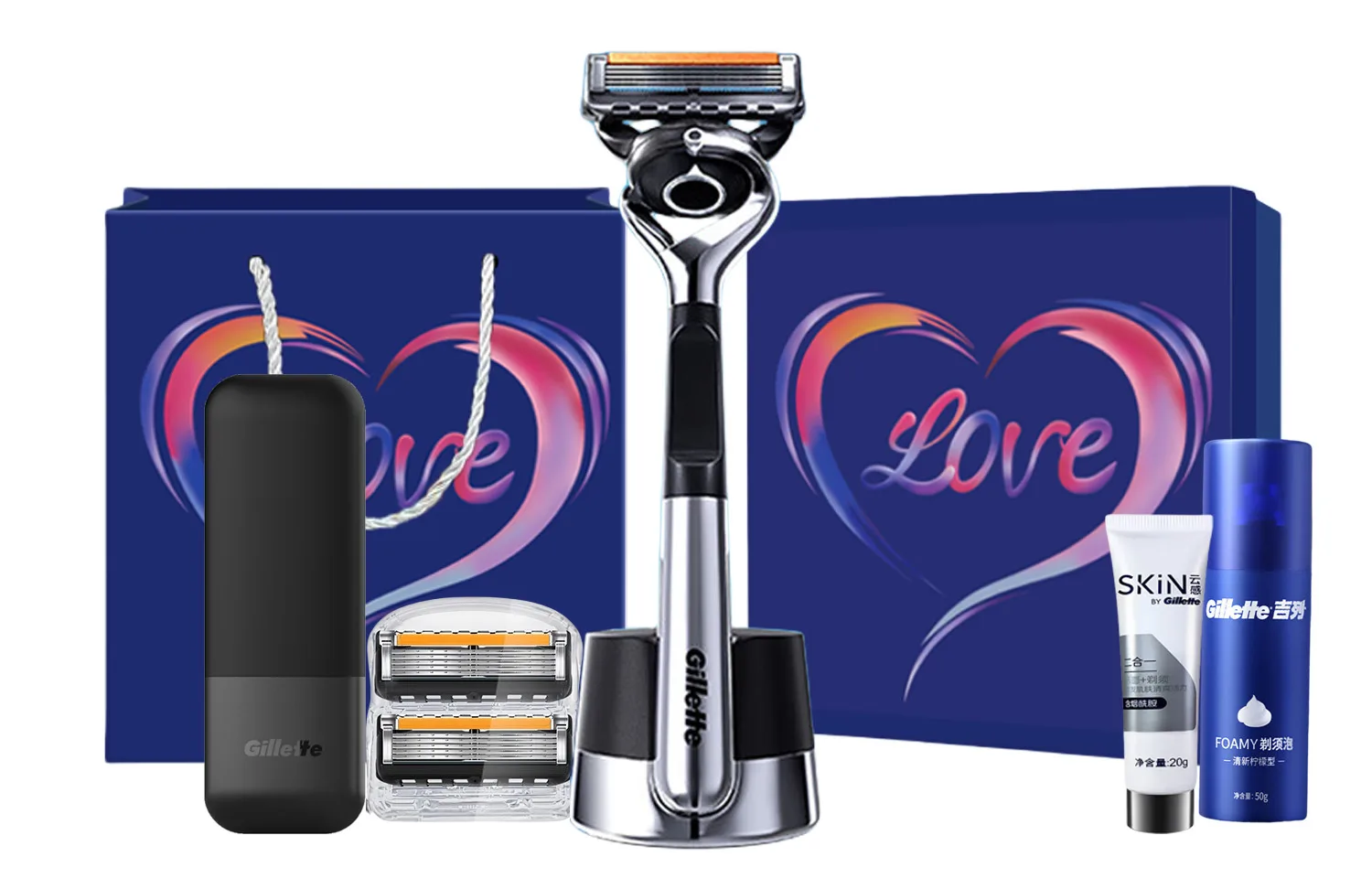 Gillette Subtle Sharpness To Smoothness Razors Washable, Smoothness Magnet Box 2-Blade LOVE Box (Includes Magnetic Storage Box+Shaver+Cleanser)