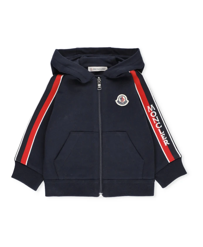 

Детская толстовка с логотипом и молнией Moncler, синий