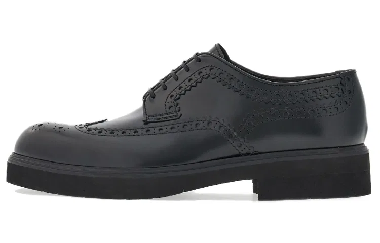 Дерби из кожи с декоративной строчкой Ferragamo Black