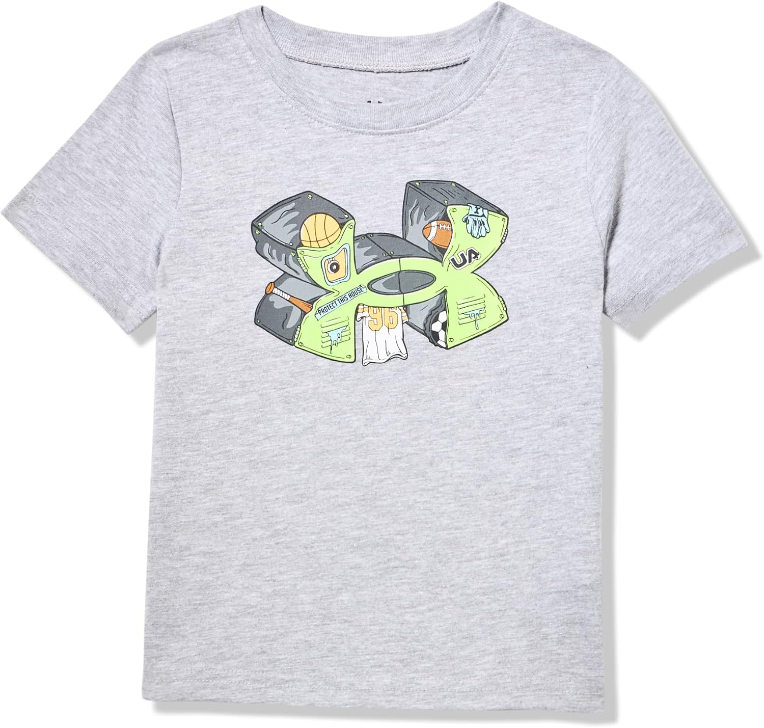 

Футболка Under Armour для мальчиков, круглый вырез, легкая и дышащая, Mod Gray - Logo Locker Ss