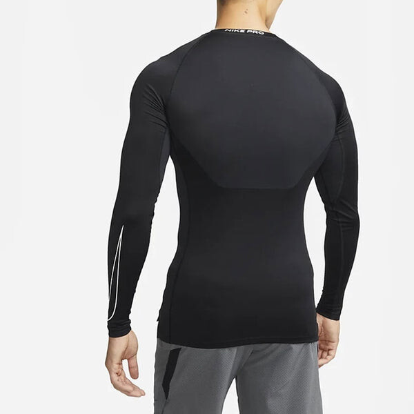 Футболка Men's Nike Pro Dri-fit Athleisure Casual Sports Round Neck Breathable Long Sleeves Black T-Shirt, черный — фото 4