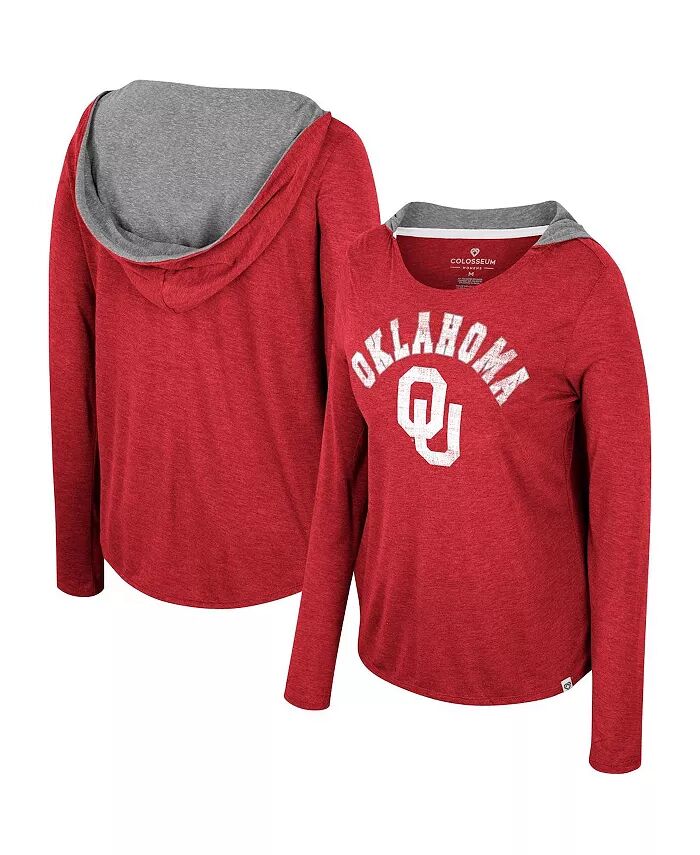 

Женская футболка с капюшоном с длинными рукавами Crimson Oklahoma Sooners Distressed Heather Colosseum