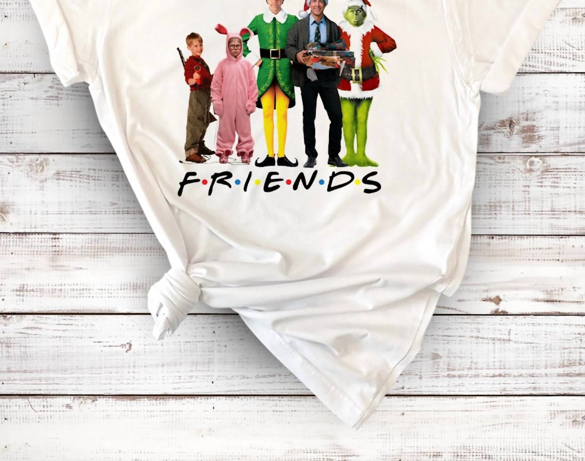 

Женская рождественская футболка Friends в белом цвете House of Rodan