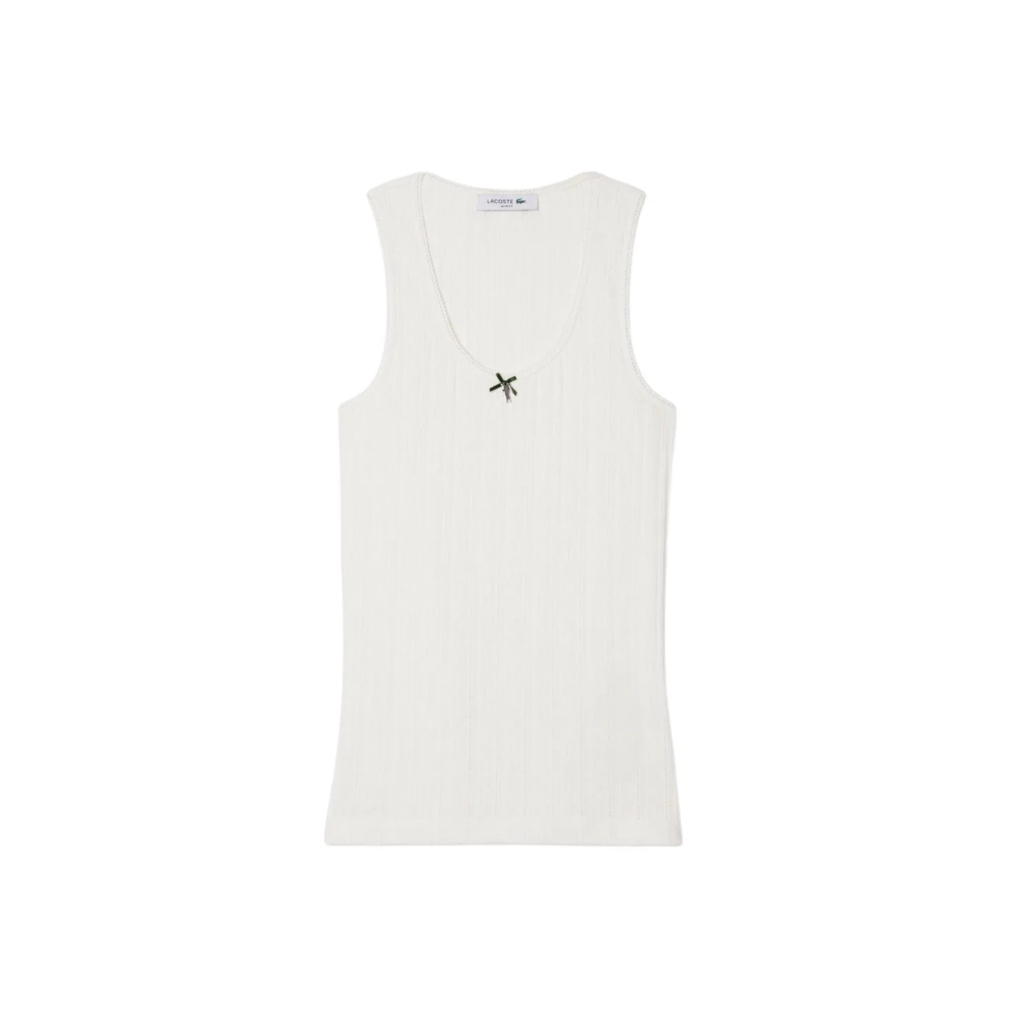 Топ женский LACOSTE, прямой крой, U-образный вырез, белый