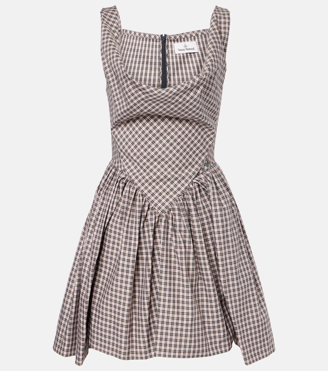 

Мини-коктейльное платье Sunday в клетку с драпировкой Vivienne Westwood, Aw25-OffWhite