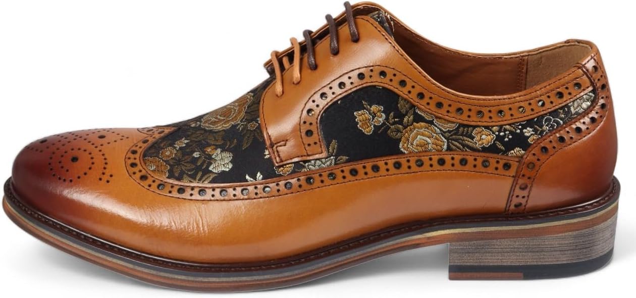 

Мужские кожаные туфли с цветочным принтом и брогом- Ross Infinity Leather, коричневый