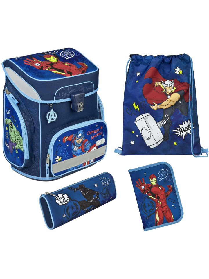 

SCOOLI Набор школьных сумок EasyFit, 5 предметов, дизайн «Мстители», синий