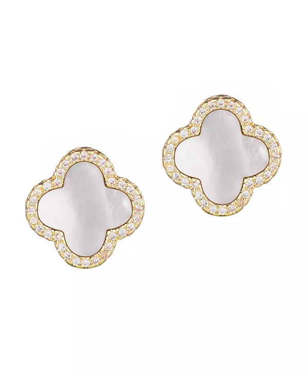 

Серьги-Гвоздики с клевером и кубическим цирконием Adornia, white