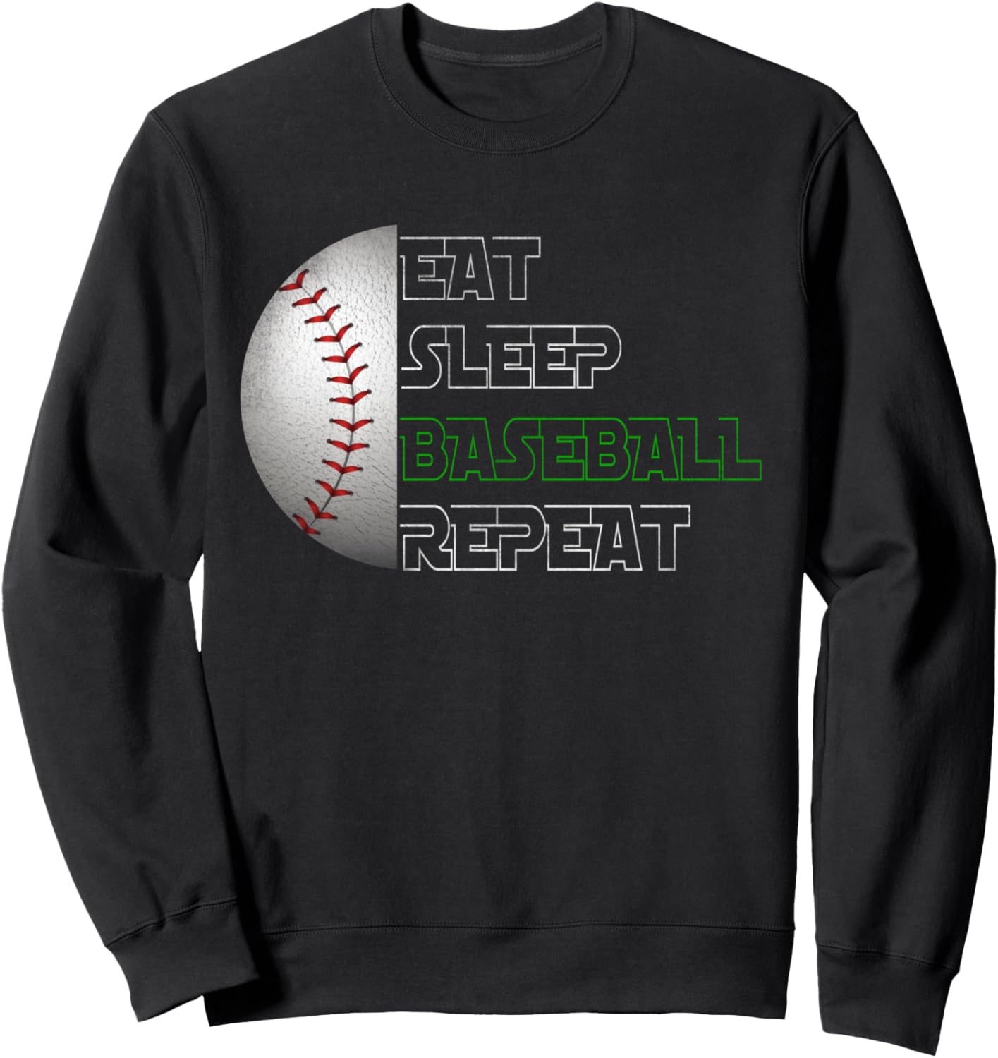 

Ешь, спи, бейсбол, повторяй, бейсболист, забавная винтажная толстовка Vintage Eat Sleep Baseball Repeat Fan Gifts Design, черный