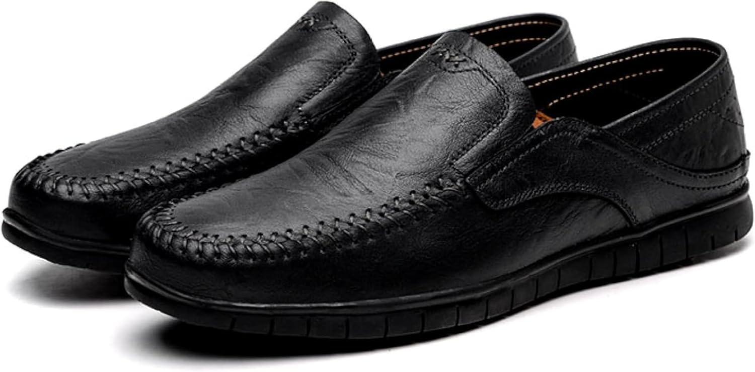 

Мужские удобные кожаные туфли, летние повседневные обувь с вырезами, обувь для вождения на улице, повседневная офисная обувь Oxcowniu, черный