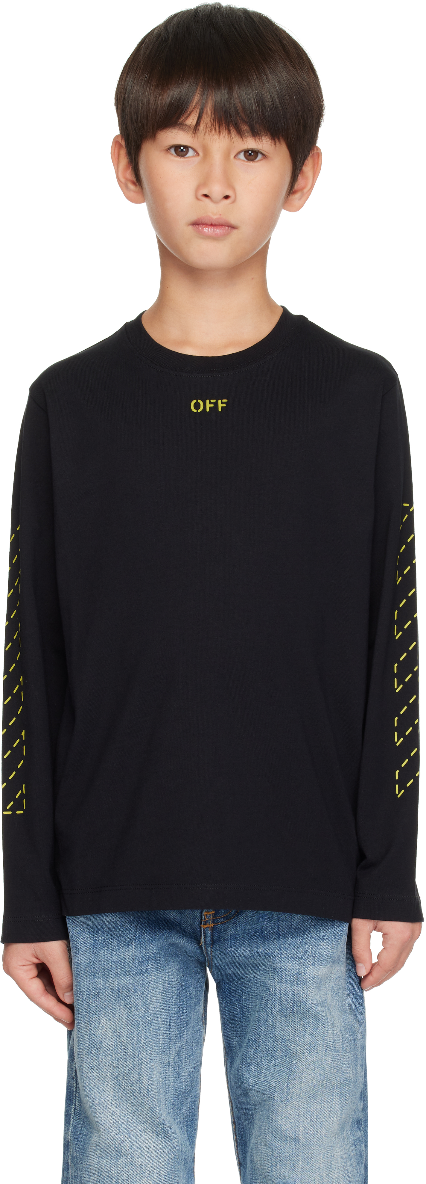 

Детская черная футболка с длинным рукавом и вышитыми стрелками Off-White