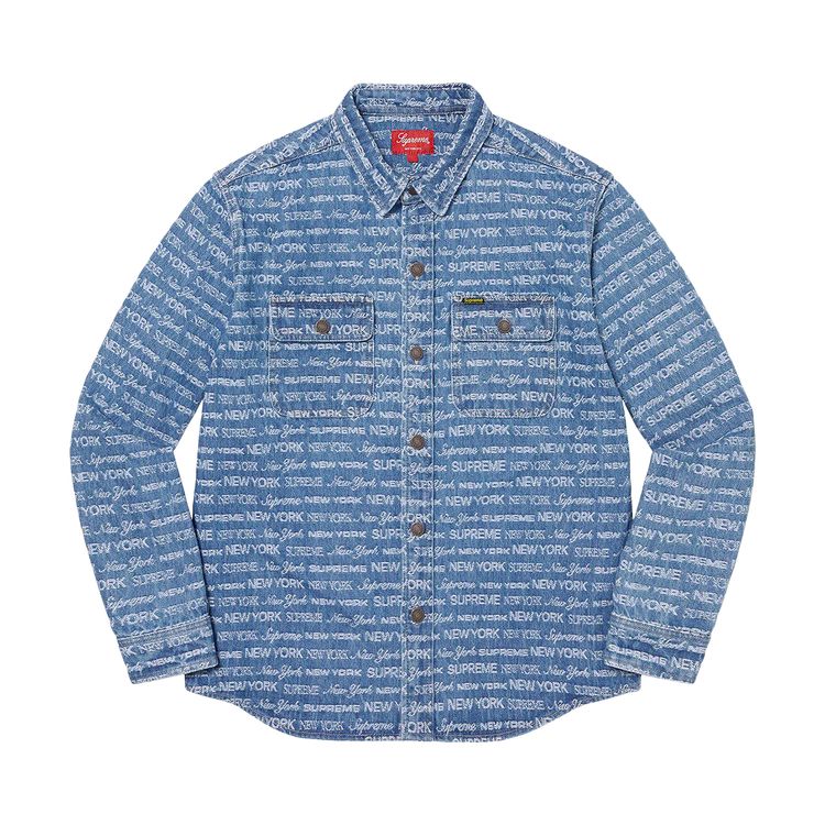 

Рубашка Supreme Multi Type Jacquard Denim Shirt 'Blue', синий