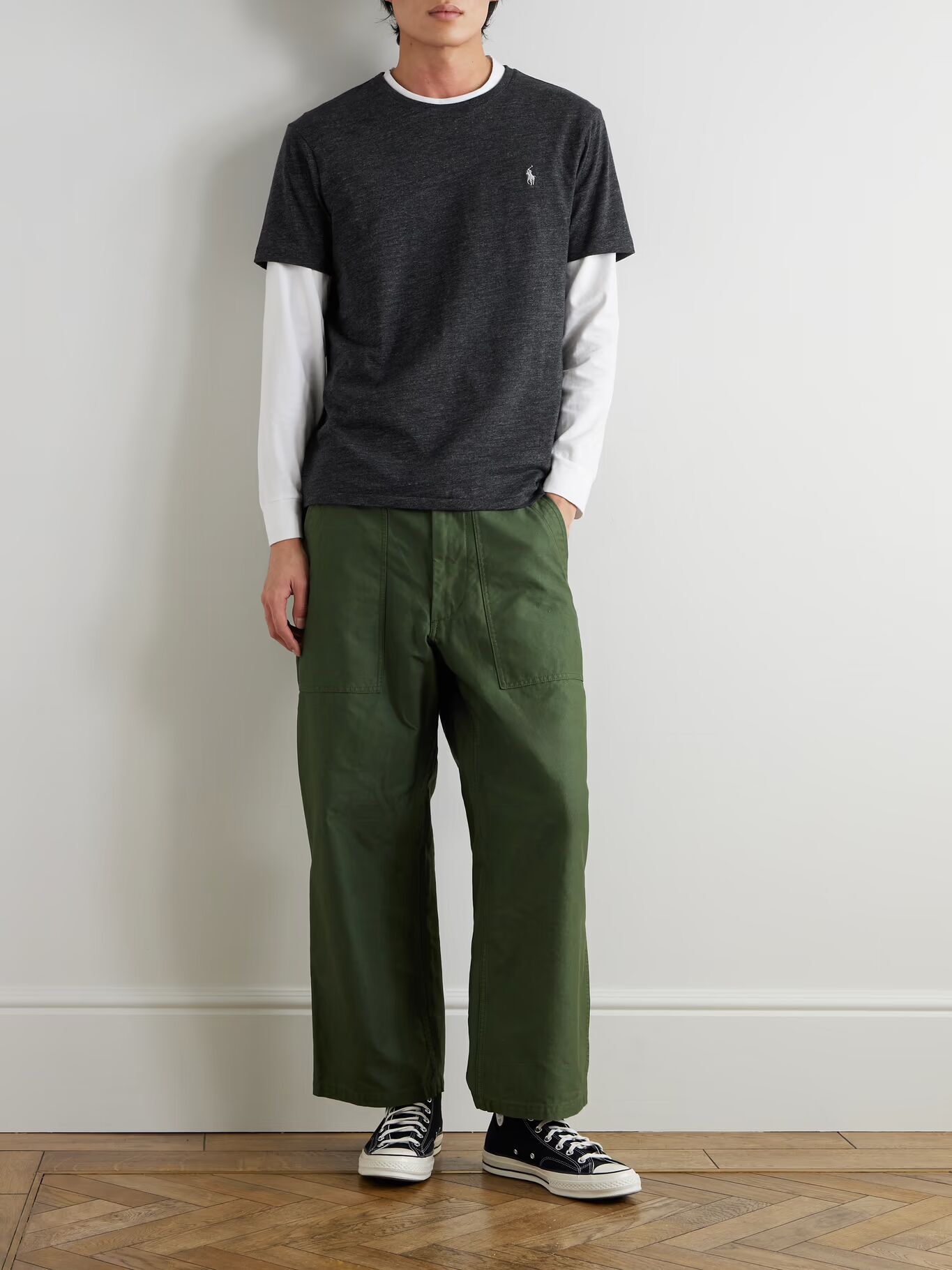 Футболка Slim-Fit из меланжевого хлопкового джерси POLO RALPH LAUREN, цвет Charcoal — фото 3