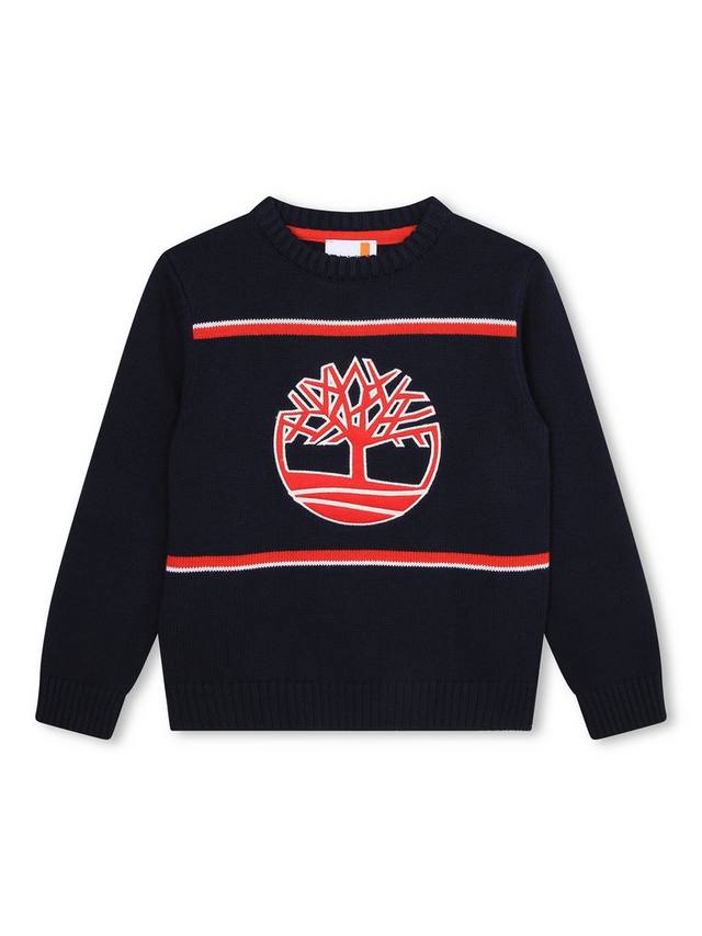 

Детский джемпер с графичным логотипом дерева и жаккардовой полоской Timberland, Dark Blue/Multi
