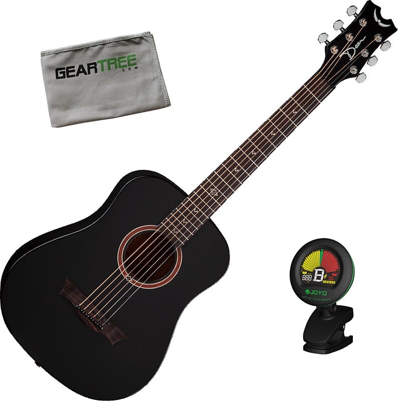 

Акустическая гитара Dean Flight Mahogany Travel BKS Black Satin Acoustic Guitar Bundle w/Bag, Tuner, and Cloth