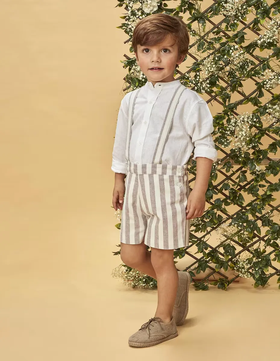 

Полосатые льняные шорты для мальчиков с подтяжками Gocco, фиолетовый