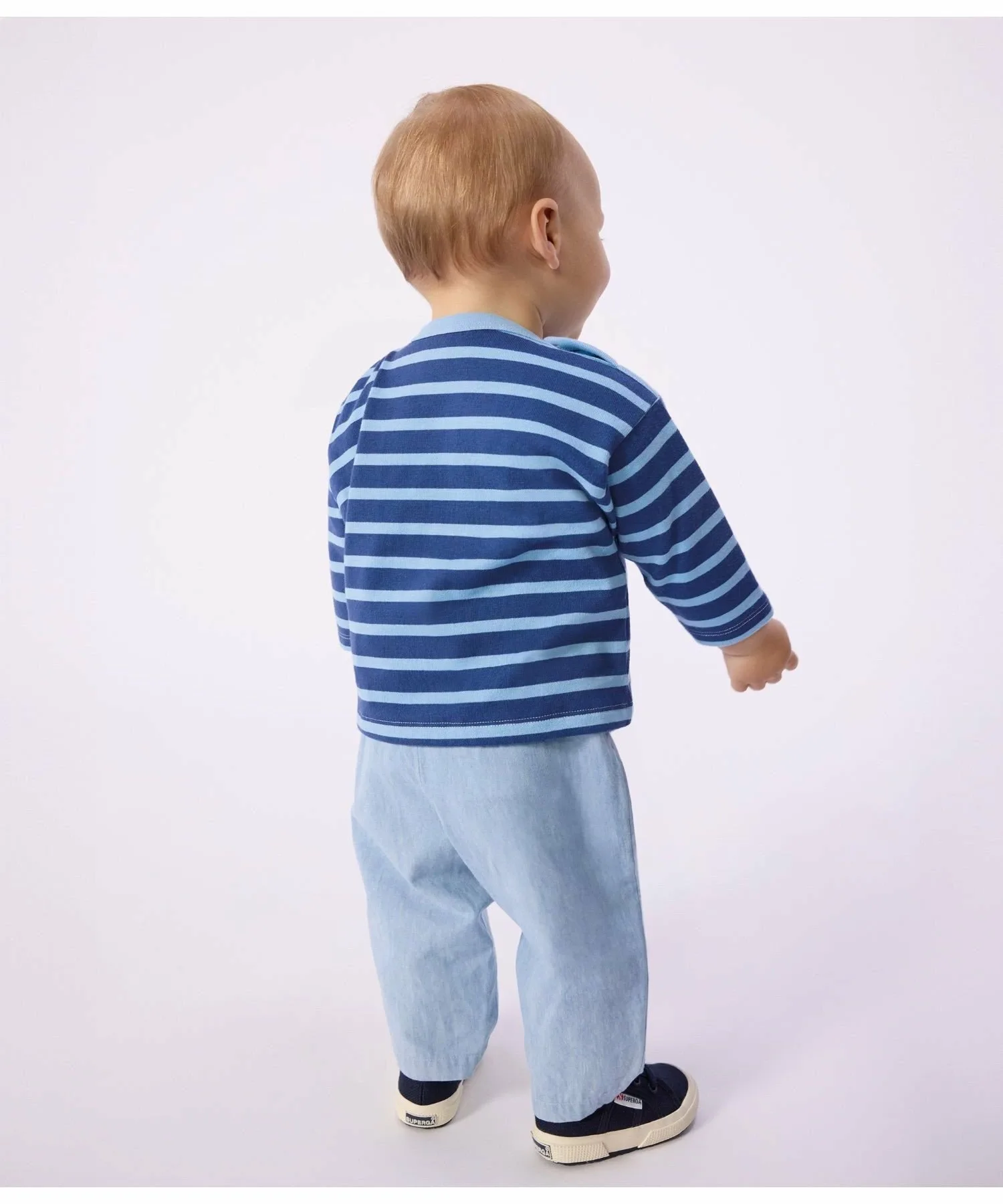 Длиннорукавный пуловер-мариньер с нашивкой PETIT BATEAU, Blue/Light Blue — фото 3