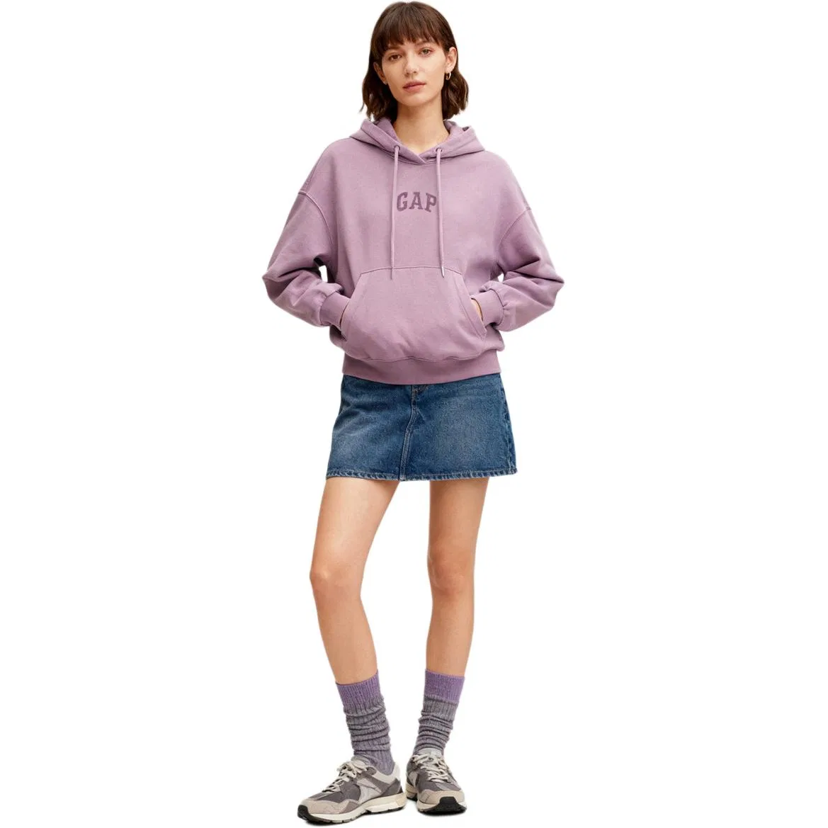 Толстовка женская Purple с капюшоном, средней посадки GAP — фото 4
