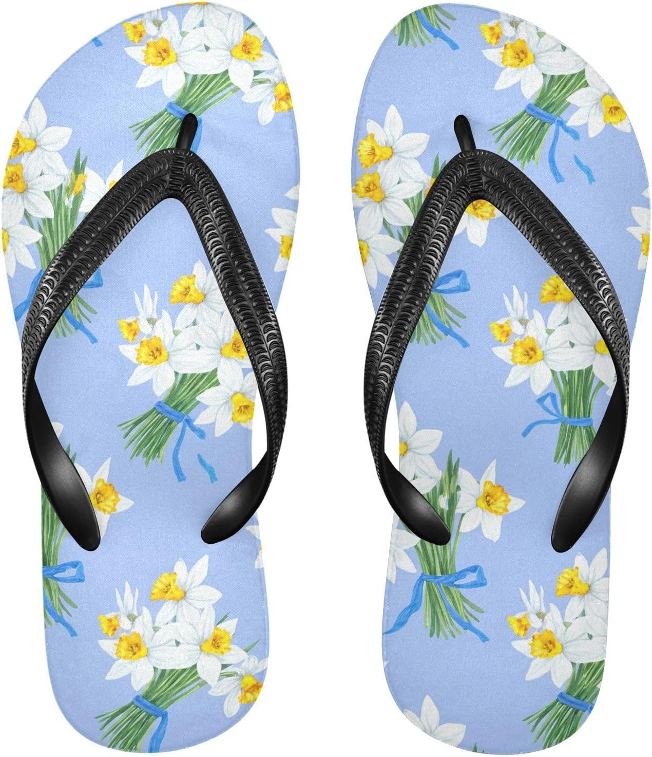 

Шлепанцы с букетом нарциссов, синие, для пляжа и душа, резинескользящие летние тапочки для женщин и мужчин, для прогулок Sinestour