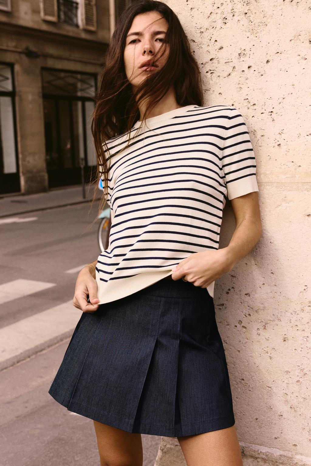 

Вязаный топ в полоску ZARA, цвет striped