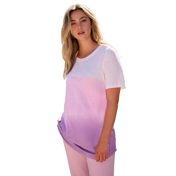 

Футболка ombre для женщин plus size Roaman'S, Lavender Ombre, Розовый, Футболка ombre для женщин plus size Roaman'S, Lavender Ombre