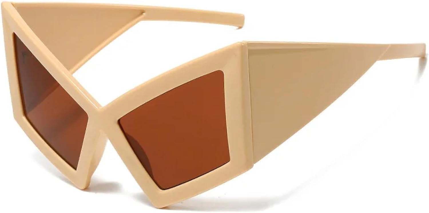 

Винтажные солнцезащитные очки «кошачий глаз» в крупной оправе для женщин в стиле панк, большие солнцезащитные очки с защитой от УФ-излучения UV400 VVTWSSW, Beige-brown