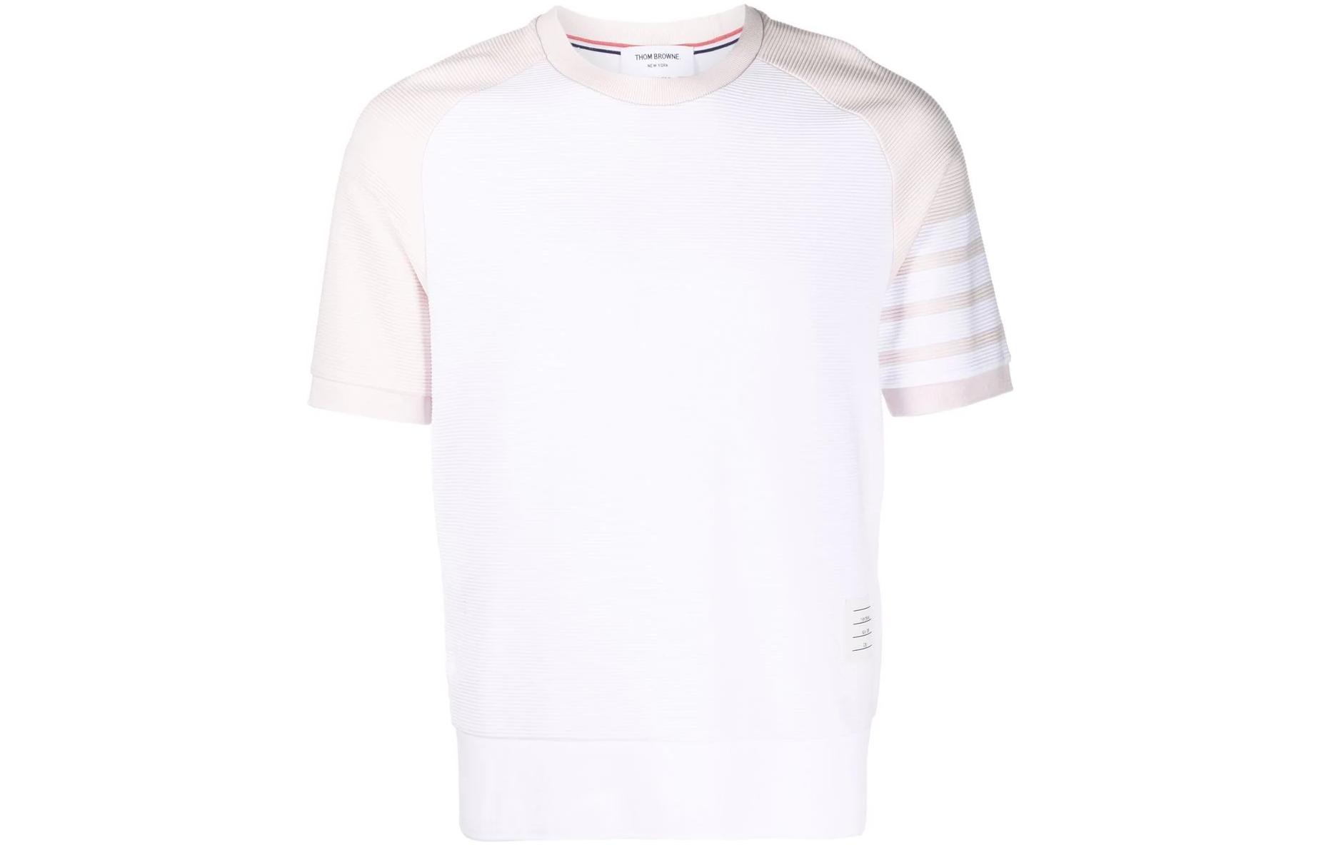 

THOM BROWNE Футболка мужская белая с круглым вырезом умеренно прямого кроя