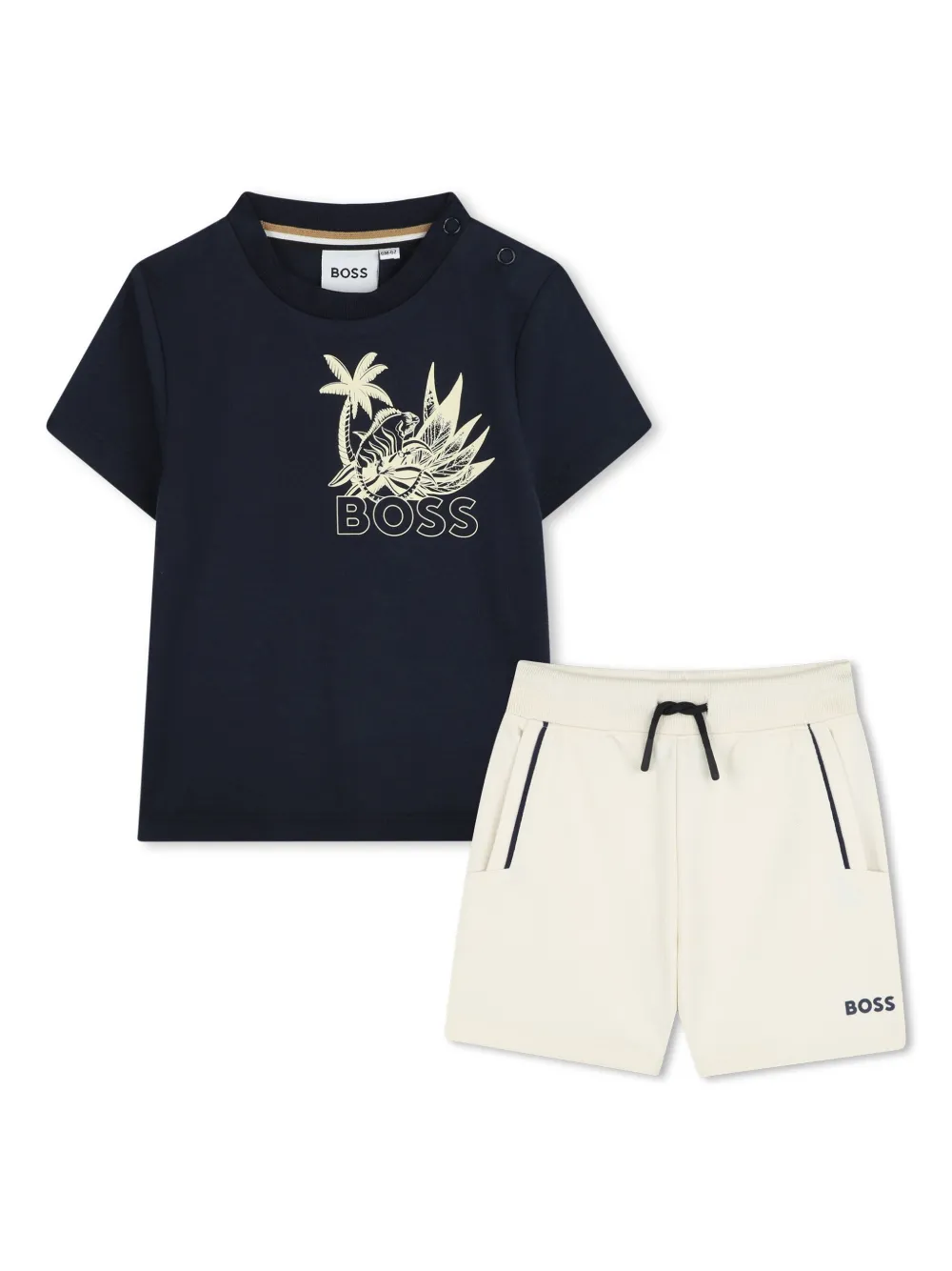 

Комплект из футболки и шортов с принтом BOSS Kidswear, синий
