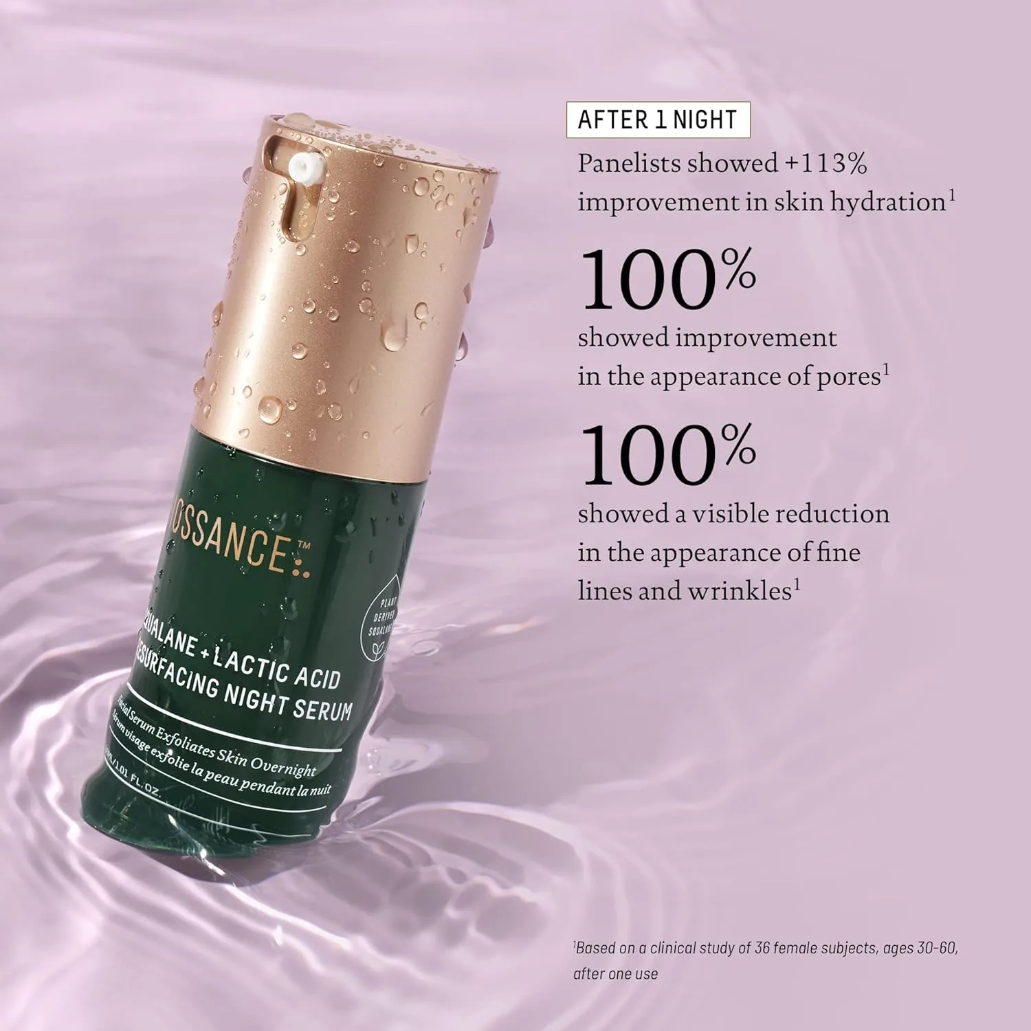 Сыворотка Biossance — Squalane + Lactic Acid Resurfacing Night Serum - веганская для лица с % молочной кислотой, 30 мл — фото 4