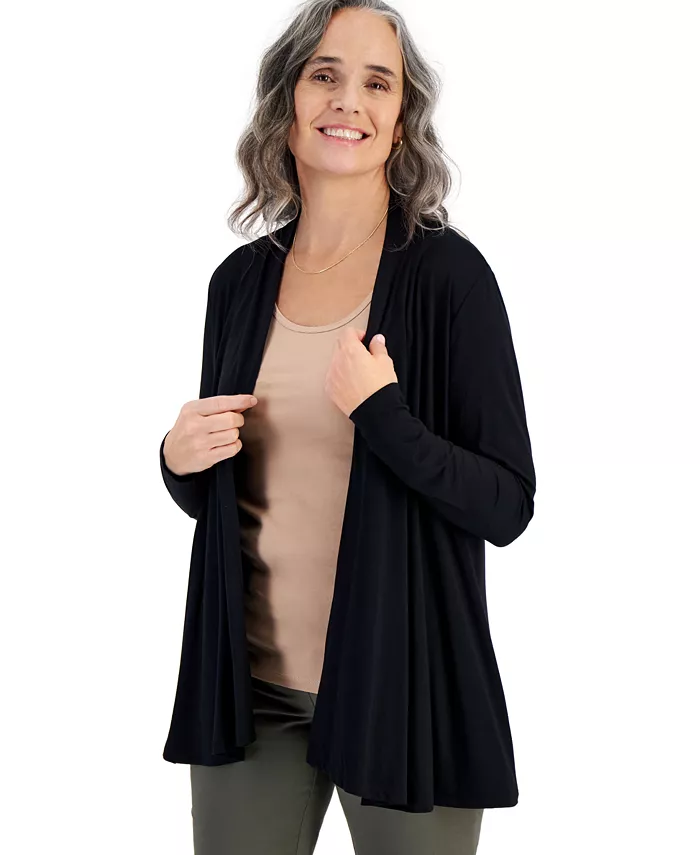 

Маленький однотонный кардиган с открытым передом Style & Co, черный