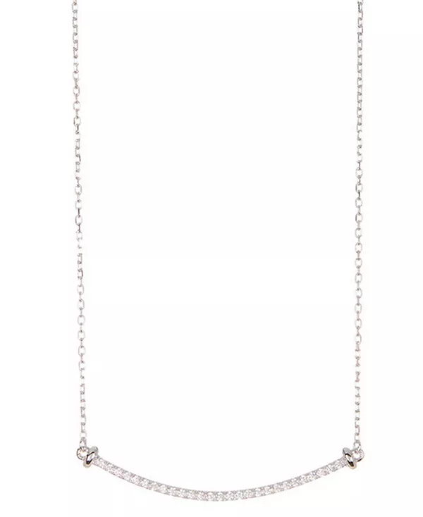 

Ожерелье с изогнутой планкой из серебристых кристаллов, 16 дюймов + удлинитель 2 дюйма Adornia, silver