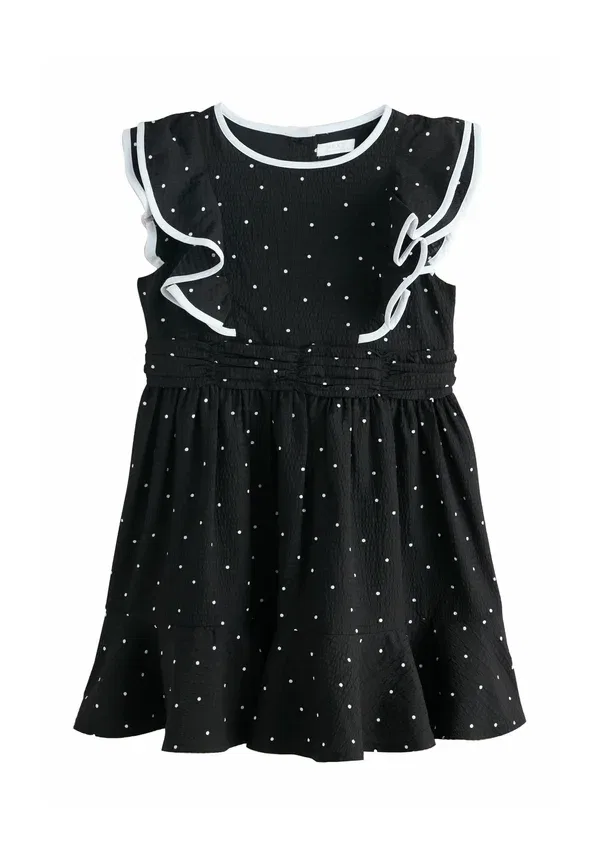 Платье повседневное Next, Regular fit ruffle sleeve occasion dress, черный горошек — фото 4