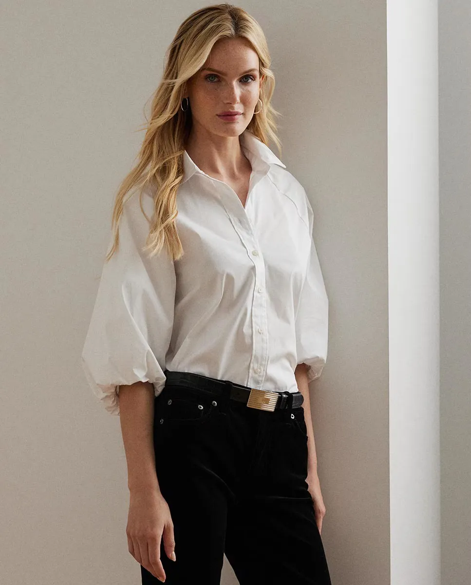 

Французская женская рубашка с пышными рукавами Lauren Ralph Lauren, белый